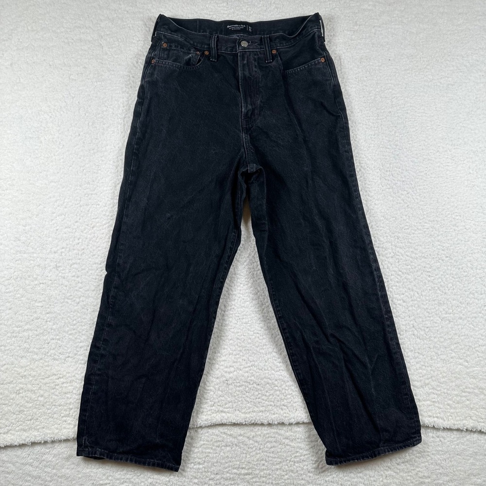 Abercrombie Fitch Authentic Rigid Denim Ultra Baggy Jeans Mens 30x30 Black Y2K